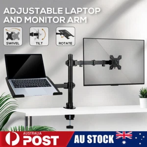 Monitor Stand Arm Display Desk Mount Holder Bracket Screen Laptop Tray Adjust - Picture 1 of 6