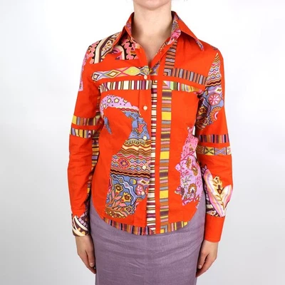 Camisa de algodón abstracto estampada multicolor Etro Milano para mujer talla S Foto 1 de 4