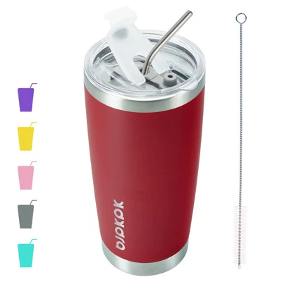 Vaso aislado de 20 oz con tapa y pajita de acero inoxidable taza de café vaso... Foto 1 de 4