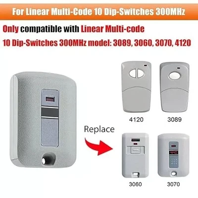 1PC Garage Door Remote Control Fit Linear Multicode 307010, 30891 10 DIP 300MHz - Image 1 of 4