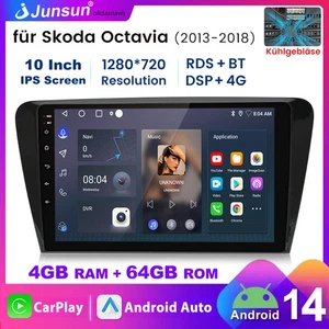 8Kern Für Skoda Octavia 2013-18 Autoradio Navi Carplay 4+64GB Android14 GPS DAB+ - Bild 1 von 19