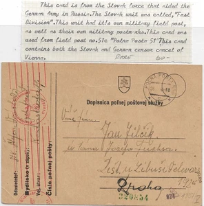 WW2: 1943 FPO 51c Slovak Forces w/German Army in Russia (Rare) (M7269) - Picture 1 of 2