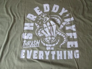 SHREDDY LYFE Thrash Everything T-Shirt Size 3XL Olive Drab Green NOS NWT - Picture 1 of 5