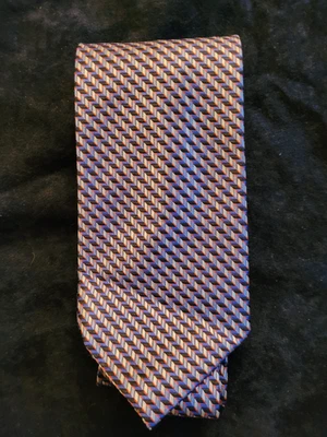 Corbata de Seda Paul Fredrick AZUL GEOMÉTRICA ~ ¡100% Seda Hecha a Mano! Foto 1 de 3