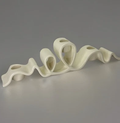 NWT Kate Spade Candelabra Ribbon Ceramic Taper Candle Holder In Cream 11.75"L - Image 1 of 4