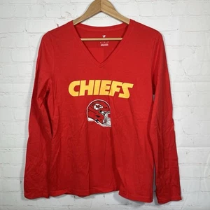 Fanatics Kansas City Chiefs T-Shirt Womens Medium Red Football Long Sleeve Logo - Picture 1 of 8