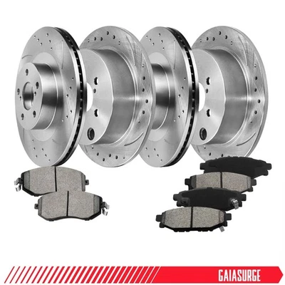 Front & Rear Drilled Rotors + Brake Pads for Subaru Impreza 2012-2015 2016 Foto 1 de 4