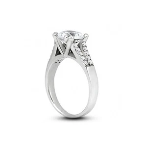 Anello 1 3/4 CT E SI1 taglio tondo terra estratti diamanti certificati oro 14 kt pietra laterale - Foto 1 di 13