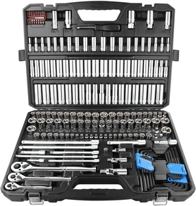 225PCS Mechanic Tool Set Socket Wrench Kit 1/4" 3/8" 1/2" Drive CR-V Ratchet - Picture 1 of 12