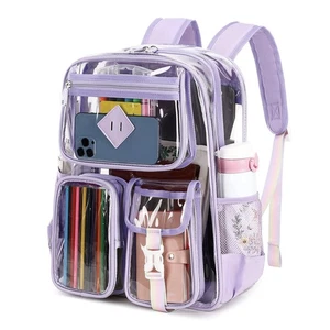 Clear Backpack for School,Heavy Duty PVC Transparent Bookbag for Girls Stadiu... - Picture 1 of 8