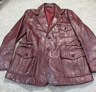 Chaqueta de cuero vintage Etienne Aigner 44 Oxblood City Statement clásica Foto 1 de 4