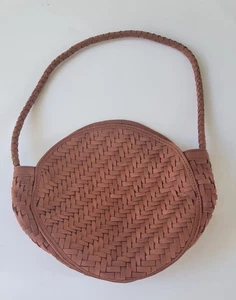 Bembien runder einzelner Riemen aus weichem geflochtenem Leder hellbraun Damen klein 11" x 8,5" - Bild 1 von 11