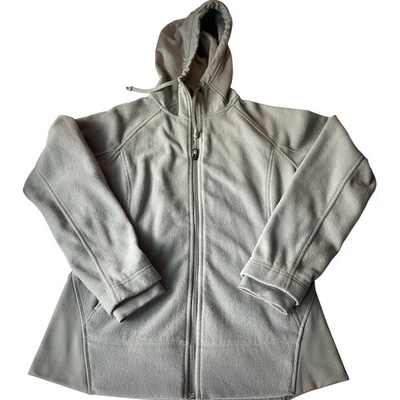 Columbia флис куртка женщин средний M полный молнии с капюшоном открытый серый пальто - Изображение 1 из 4
