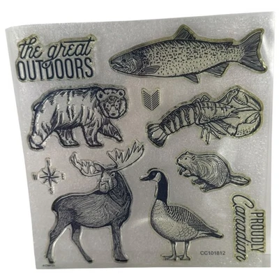 Набор акриловых марок CTMH My Acrylix The Great Outdoors рыба лось омар Канада - Изображение 1 из 4