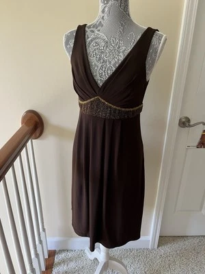 Vestido de cóctel Bijou Bijou talla 8 marrón con cuentas Foto 1 de 4