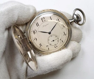 LONGINES 1925 Full Hunter Vintage Silver Pocket Watch 59mm!! Cal. 19.26 - Picture 1 of 19