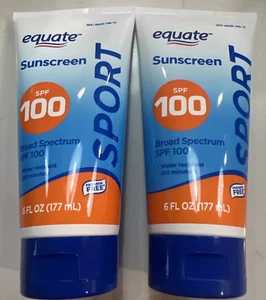 *2* Equate Sport Sunscreen SPF 100 Broad Spectrum Water Resistant 6oz - EXP 2027 - Picture 1 of 3
