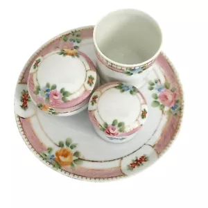 Antiguo juego de tocador de porcelana pintado a mano de 6 piezas Nippon diseño floral c1920 usado en excelente estado - Imagen 1 de 24