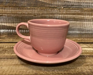 Vintage Fiestaware Homer Laughlin Rose Coffee Tea Cup and Saucer Set - Picture 1 of 12