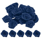50pcs 3cm Ribbon Roses for Crafts Artificial Fabric Flowers Navy Blue