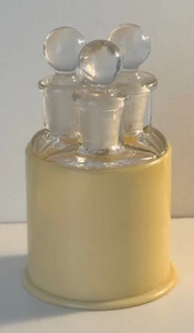 Set of 3 Vintage Vanity Celluloid Glass Perfume Bottles & Holder w/ Stoppers - Picture 1 of 3