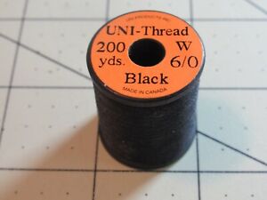 UNI THREAD 6/0 - Waxed Fly Tying & Jig Thread Material  - 200 yd Spools Black