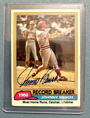 1981 Topps Johnny Bench HOF AUTO #201 - Image 1 of 2