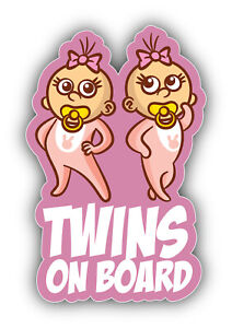Twins On Board Girls Vinyl Sticker Car Bumper Decal