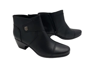 Clarks Emily Calle Größe 9M schwarze Leder-Bootie-Stiefelette Damen-Pumpschuh neu ohne Karton - Bild 1 von 13