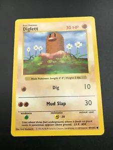 Diglett 47/102 Base Set Shadowless Pokemon 1999 WOTC TCG Card NM - Picture 1 of 2