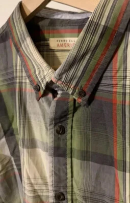 Perry Ellis Mens Sz XXL Button Shirt Green Gray - Image 1 of 4