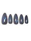 Custom Gel Press on Nails fake nails Handmade 10 pc set LARGE cat eye stripe blu