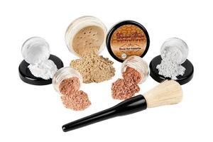 6 pc. STARTER KIT (MEDIUM) Mineral Makeup Set Bare Skin Matte Foundation Cover - Picture 1 of 6