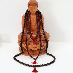 Rosenholz Mala Kette Buddha Buddhismus Gebetskette Meditation  50-90cm Länge