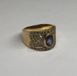 Anillo Le Vian de oro amarillo de 18 k tanzanita y diamantes banda ancha talla: 7,25,48 tcw[114GRA - Imagen 1 de 11