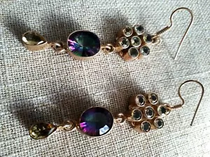 Sterling silver, Citrine, Mystic Topaz and Clear Quartz earrings - Picture 1 of 2