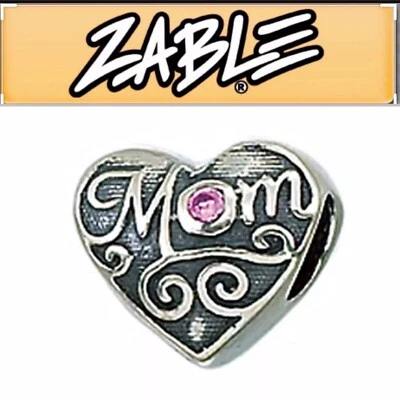 Cuentas de circonita rosa mamá plata esterlina 925 Zable se adapta a todas las pulseras con dije Foto 1 de 4