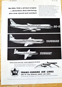 Trans Canada Airlines Ad 1958 Douglas DC-8 Vickers Vanguard + Viscount 4 Engines - Picture 1 of 1