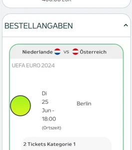 2x Em Tickets Niederlande 🇳🇱 - 🇦🇹 Österreich Kategorie 1 - Bild 1 von 1