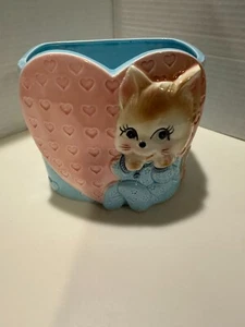 Vintage 1988 Blue/Pink Baby Ceramic Planter Nursery JAPAN - Picture 1 of 4