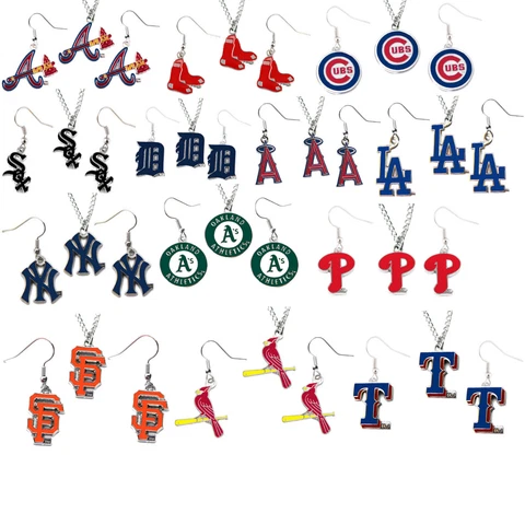 necklace earring set charm pendant MLB pick your team Cover