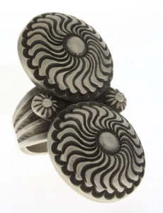 7.5 - Sterling Silver Double Concho Ring By Navajo Artist Calvin Martinez - Picture 1 of 5