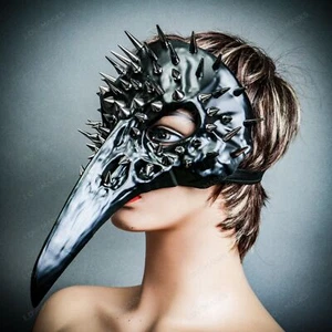 Picos de Cuervo Calavera Nariz de Pájaro Mascarada Disfraz Baile Fiesta Máscara Negra Mardi Gras - Imagen 1 de 7