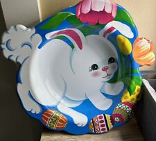 Vintage Easter Bunny Rabbit Shaped Plastic Party Snack Bowl Tray Decor 
