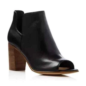 Steve Madden Peep-toe Cut-Out Nello Ankle Boots Women's Size 7 Black Leather - Picture 1 of 11