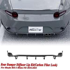 Carbon Look Rear Bumper Diffuser Lip Kit For Mazda MX-5 Miata ND 2016-2025 17 - Picture 1 of 7