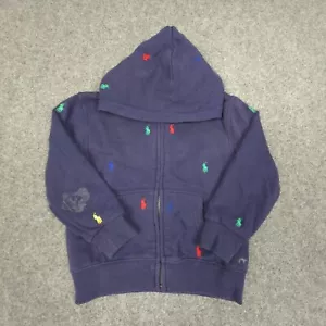 Ralph Lauren Jumper Kids 3 Blue Hoodie Long Sleeve Full Zip Fleece Pony Size 3T - Picture 1 of 12