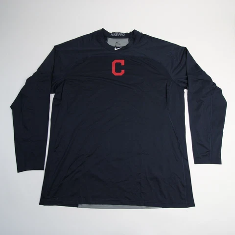 Cleveland Indians Nike Pro Long Sleeve Shirt Men's Navy/Gray New Cover
