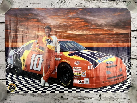 Vintage 1996 Ricky Rudd #10 Tide Racing Team Race Car Nascar Wall Hanging Poster Cover