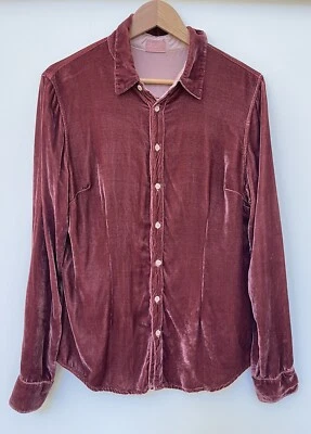 CP SHADES бордовый бордовый Lux бархата длинным рукавом Роми блузка рубашка Топ M США - Изображение 1 из 4
